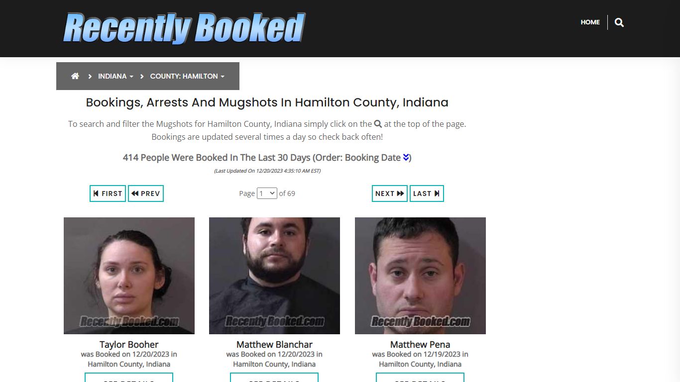 Recent bookings, Arrests, Mugshots in Hamilton County, Indiana
